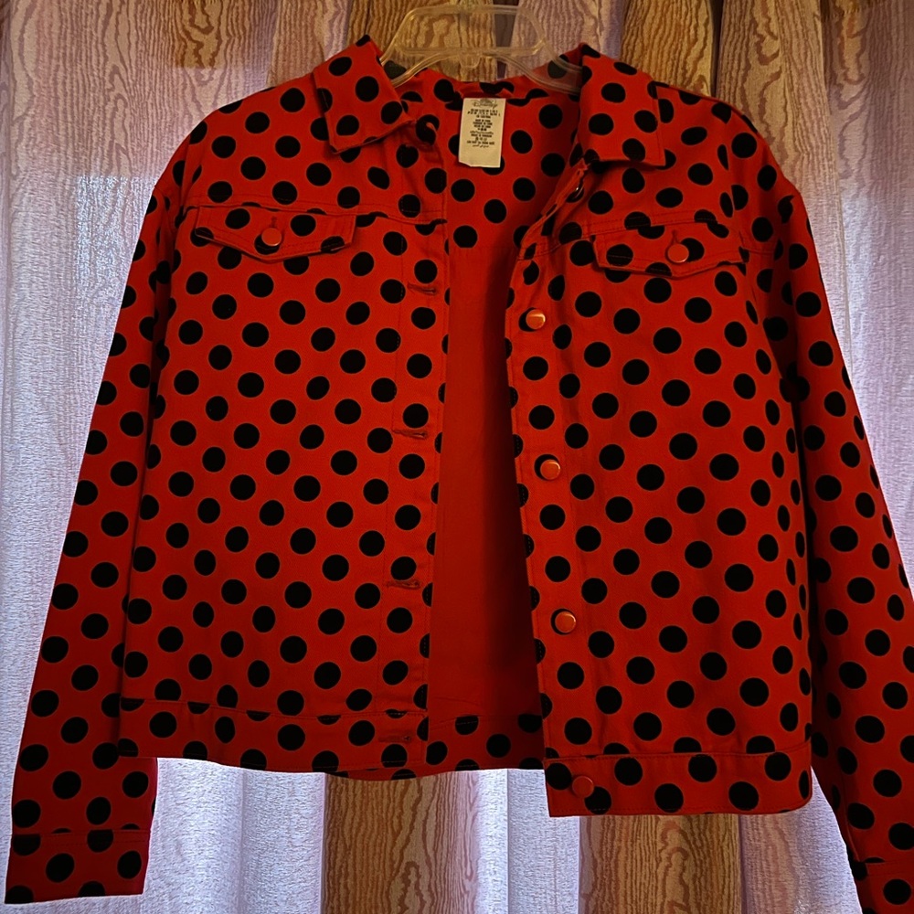 Disney Parks Minnie Mouse Red Polka Dot Denim Jacket - Picture 4 of 5